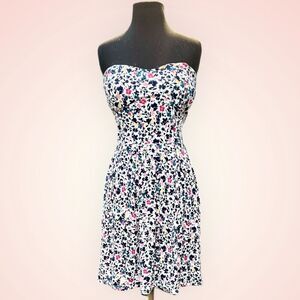 Derek Heart Strapless Floral Print Empire Waist Mini Dress | Women's L